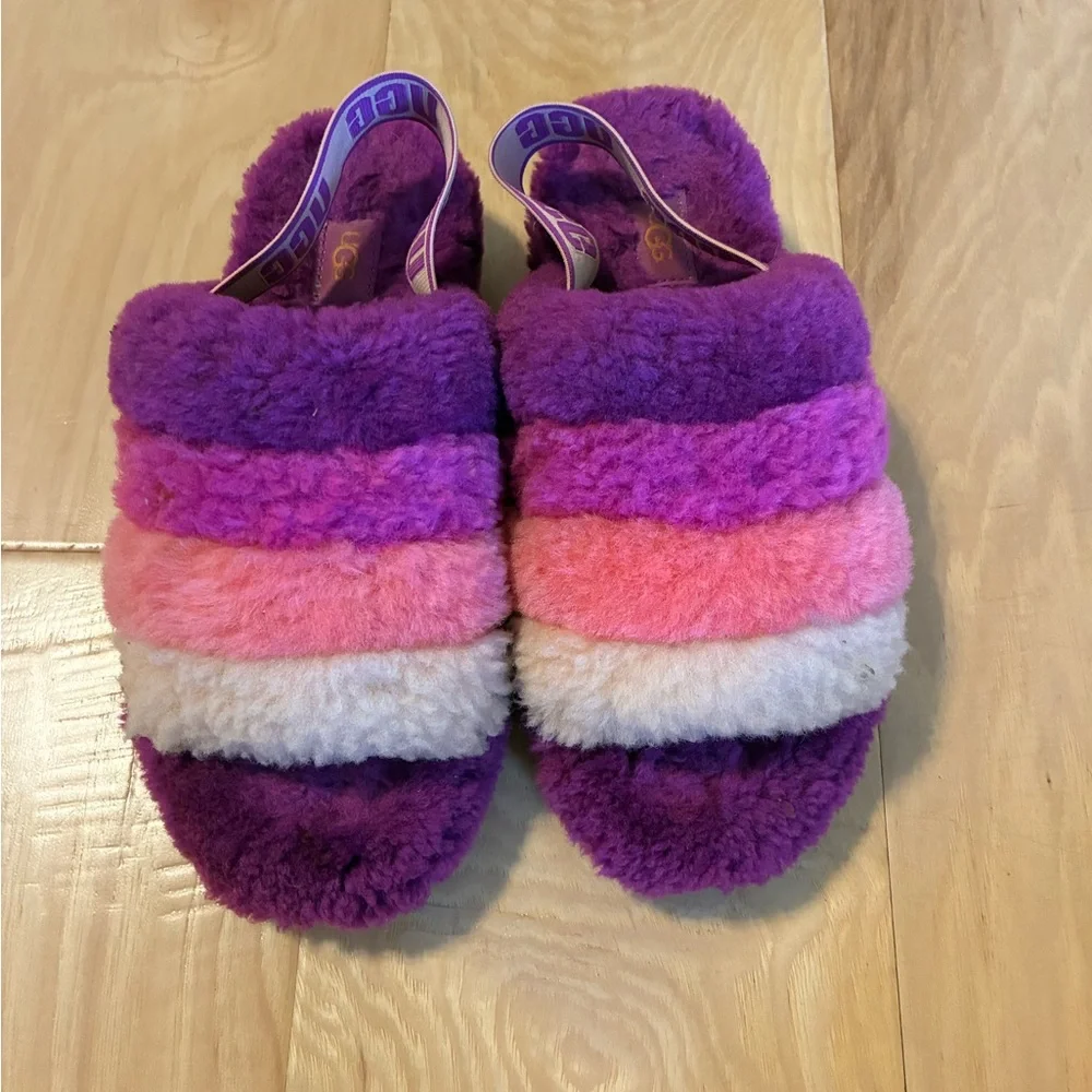 UGG Fluff Yeah Slide Berrylicious Multi Sheepskin Size 7 - Picture 2 of 9